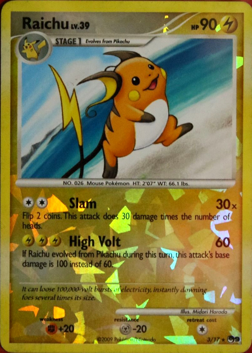 Raichu - 3/17 - Rare - Cracked Ice Reverse Holo